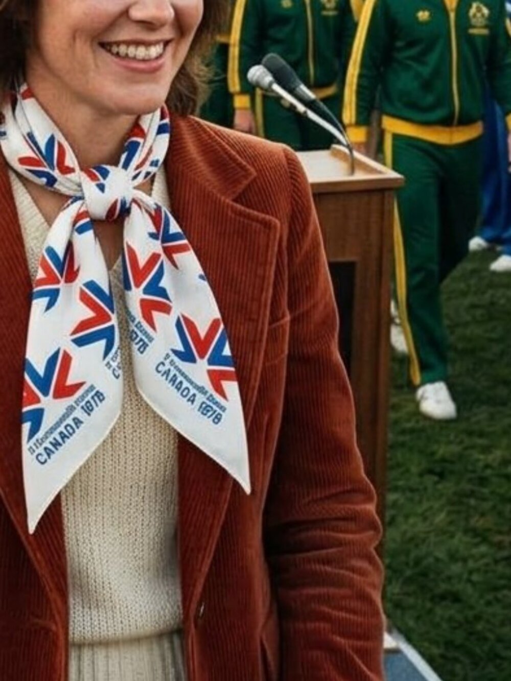 Vintage Souvenir Neck Tie Square Scarf Commemorating 1978 XI Commonwealth Games